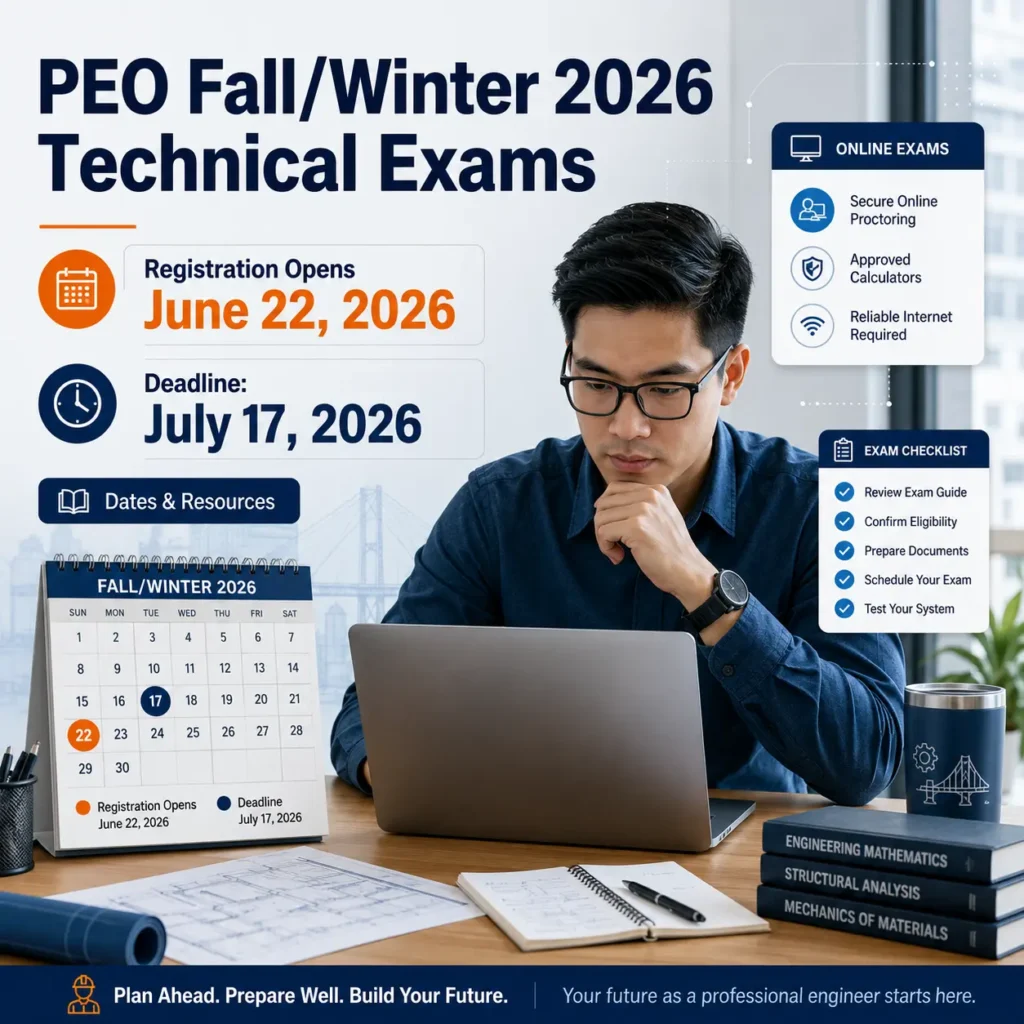 PEO Fall/Winter 2026 Technical Exams: Registration Dates, Deadlines, and Key Resources
